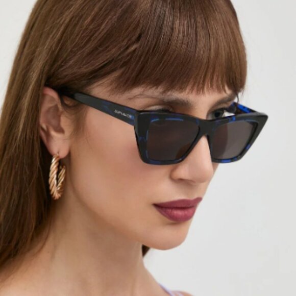 NEW SL276 MICA 009 SAINT LAURENT BLACK GREY CAT EYE SL 276 009 WOMEN SUNGLASSES - Picture 1 of 14